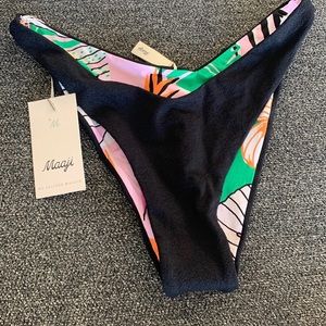 maaji black/pink designed reversible bikini bottom size L